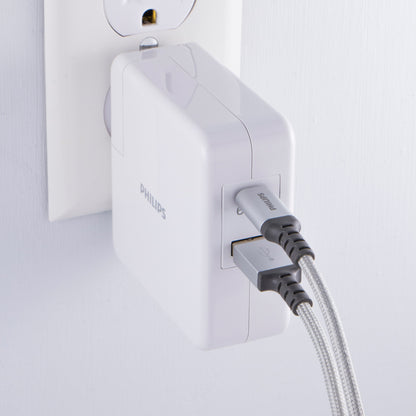 Philips USB-C USB-A Wall Charger with Power Delivery, White