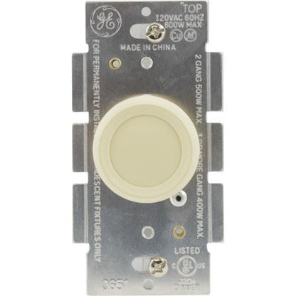 GE Push On/Off Dimmer, White/Almond