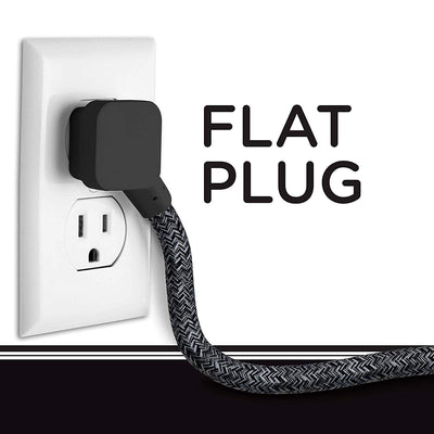 Cordinate 3-Outlet 10ft. Braided Extension Cord with Surge Protection, Black/Dark Heather
