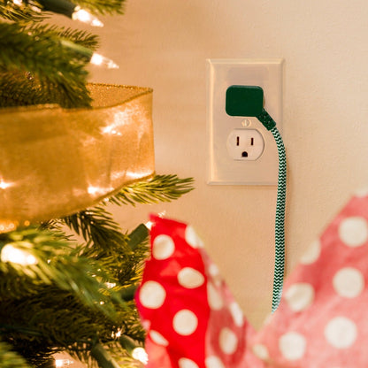 Philips 3-Outlet 8ft. Braided Extension Cord with Flat Plug, Green/White