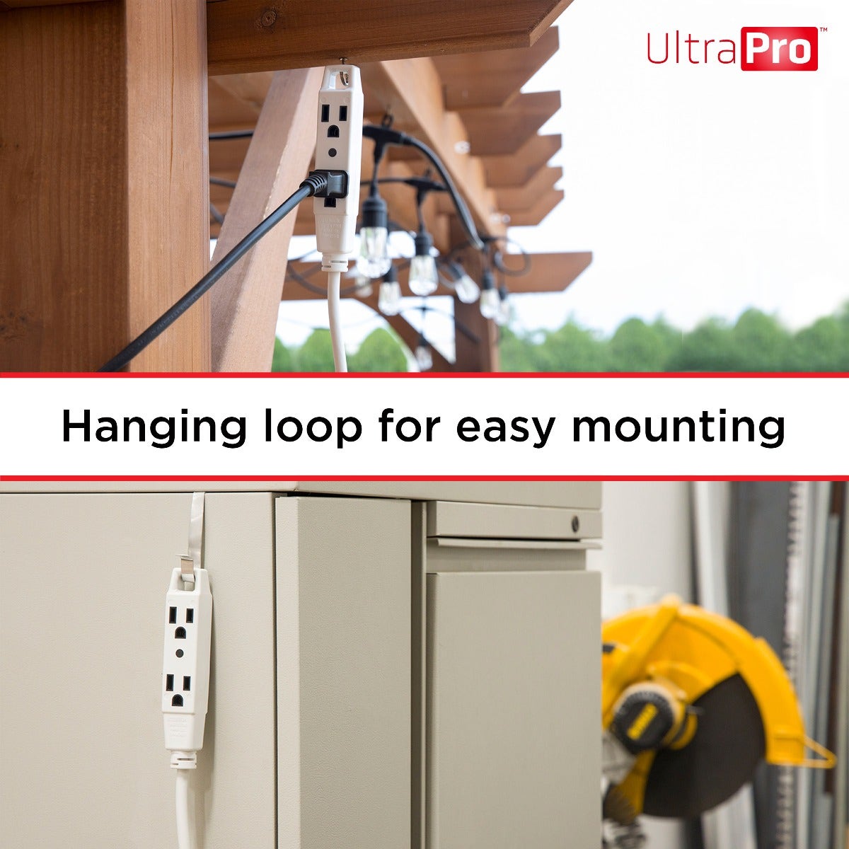 UltraPro 3-Outlet 9ft. Heavy Duty Indoor/Outdoor Extension Cord, White