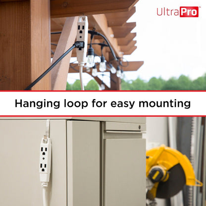 UltraPro 3-Outlet 9ft. Heavy Duty Indoor/Outdoor Extension Cord, White