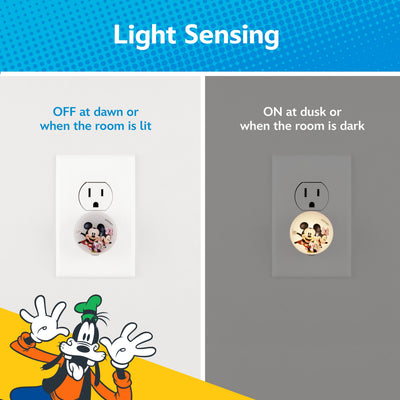 Disney Mickey and Minnie Light-Sensing GLO Dot Night Light, 2 Pack, White