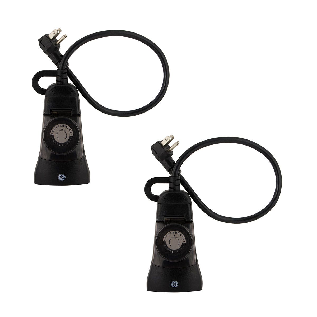 GE Indoor/Outdoor 24-Hour Programmable Mechanical Timer, 2 Pack, Black