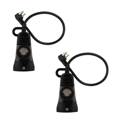 GE Indoor/Outdoor 24-Hour Programmable Mechanical Timer, 2 Pack, Black