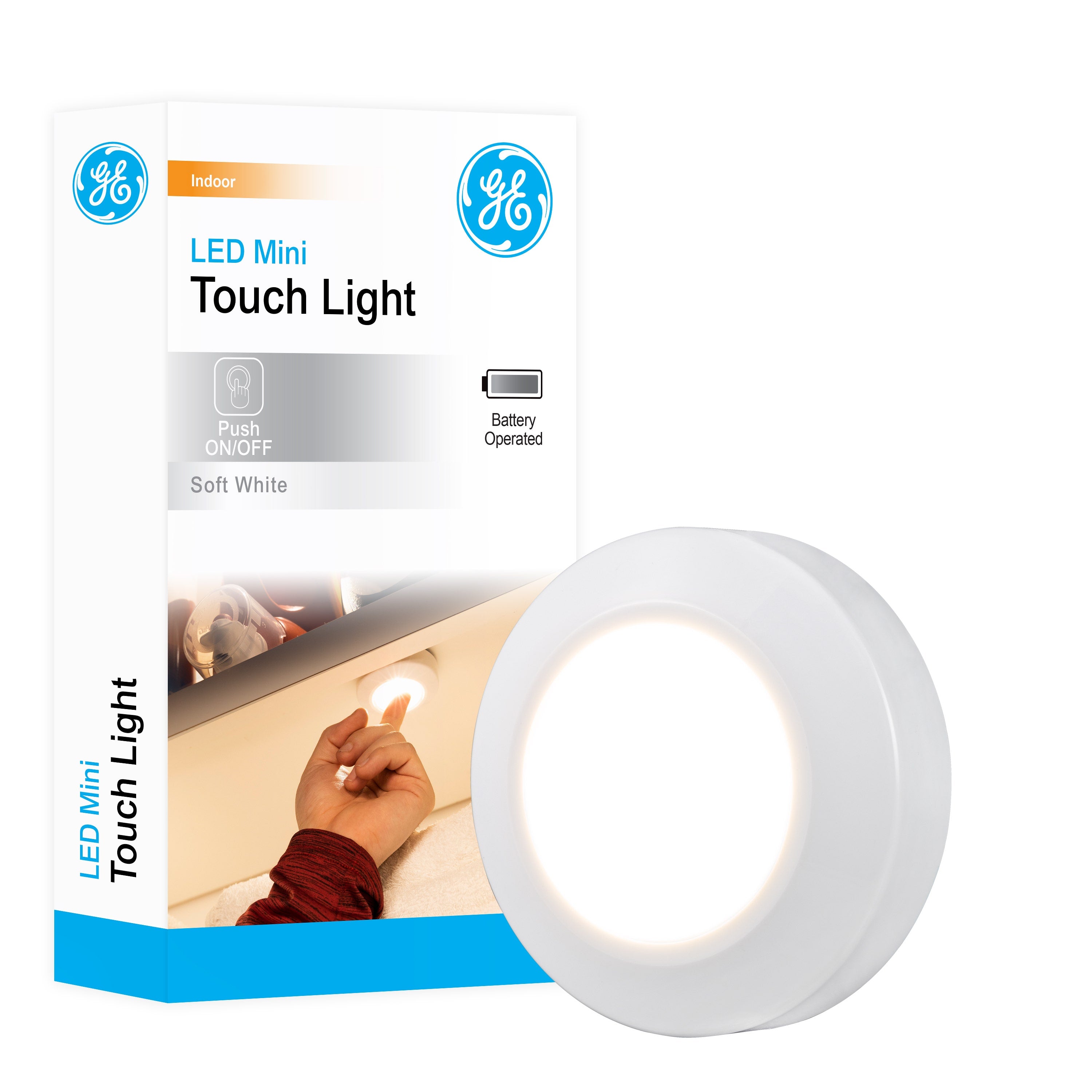 GE Battery Operated Mini Touch Light, White