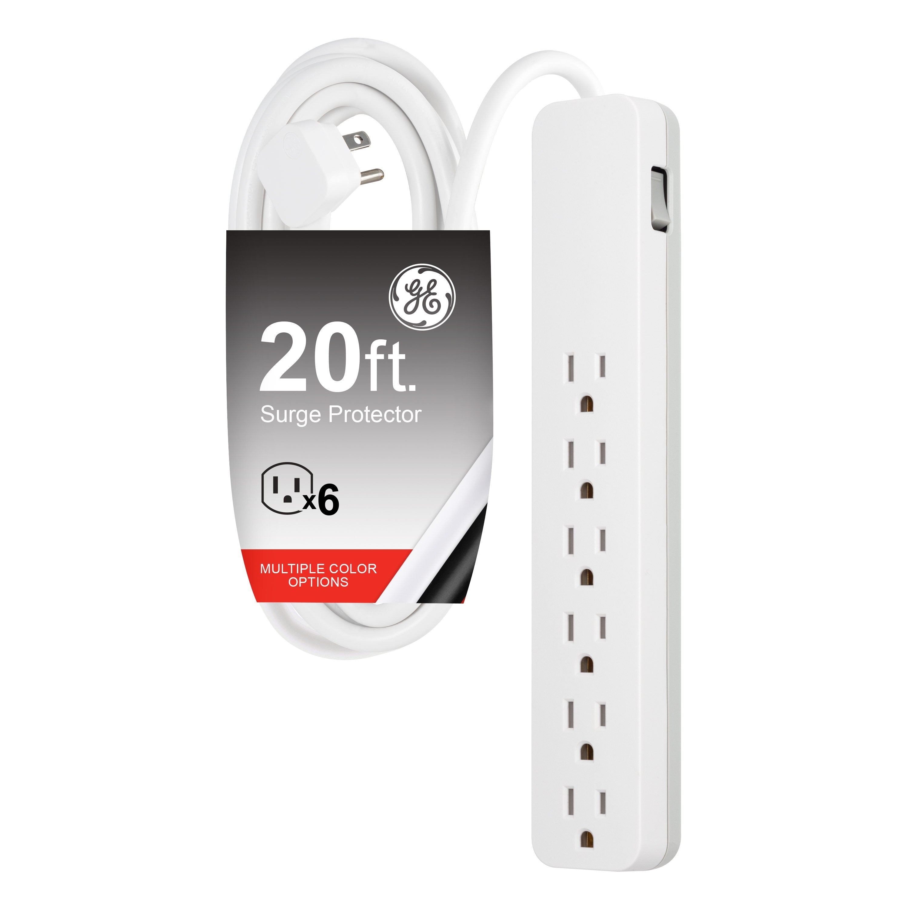 GE 6-Outlet 20ft. Surge Protector, White