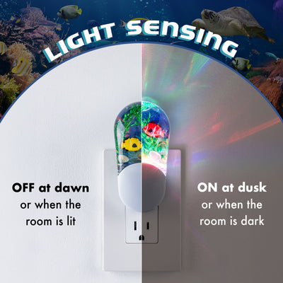 Jasco Aqualites Tropical Fish Light Sensing Plug-In Color-Changing LED Night Light, White