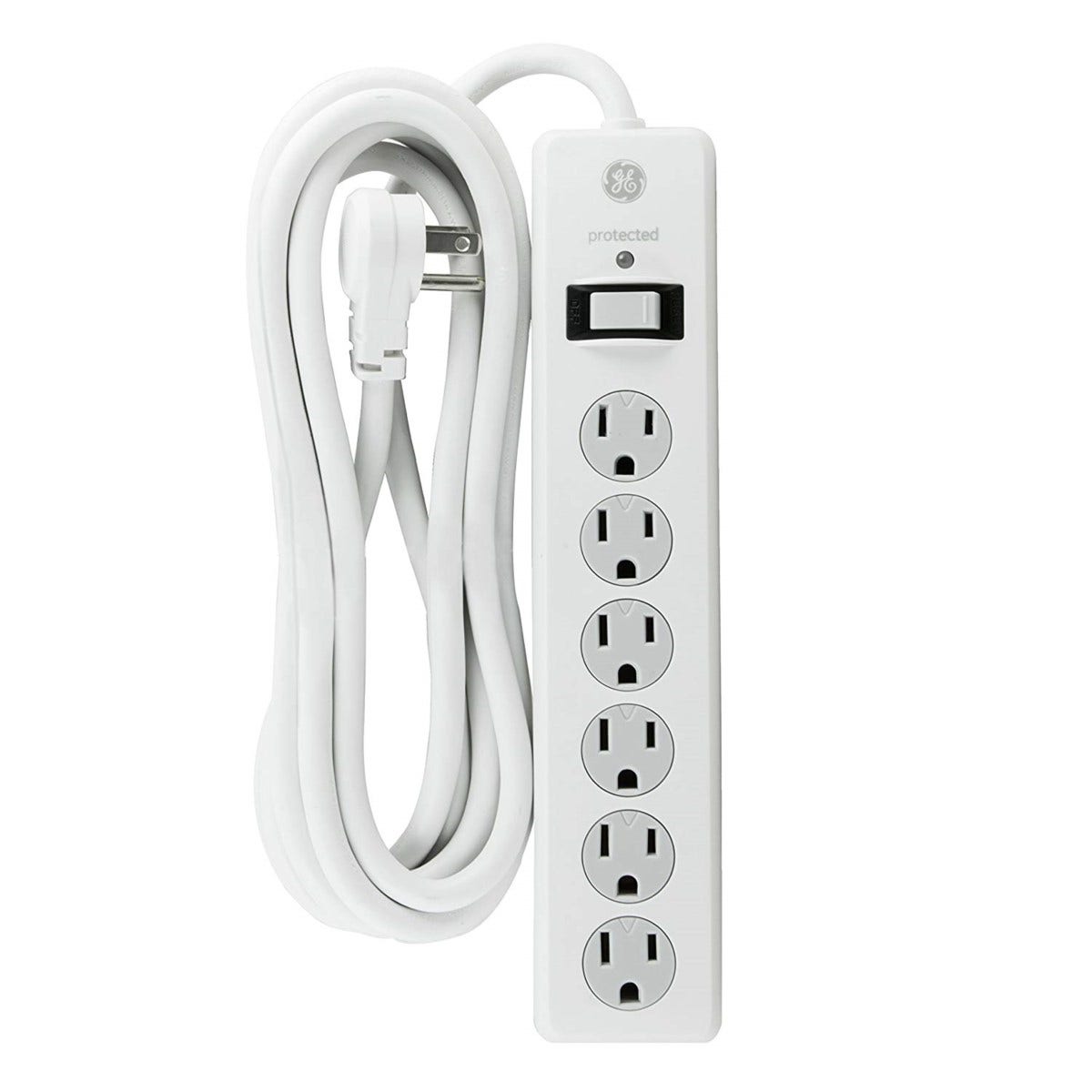 GE 6-Outlet 8ft. Surge Protector, White