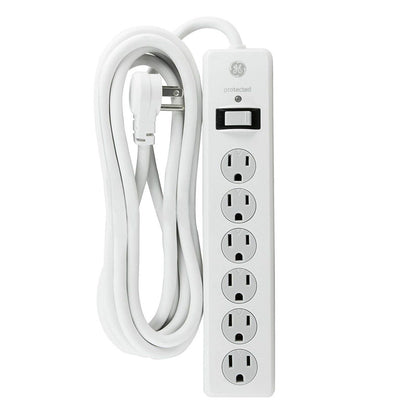 GE 6-Outlet 8ft. Surge Protector, White