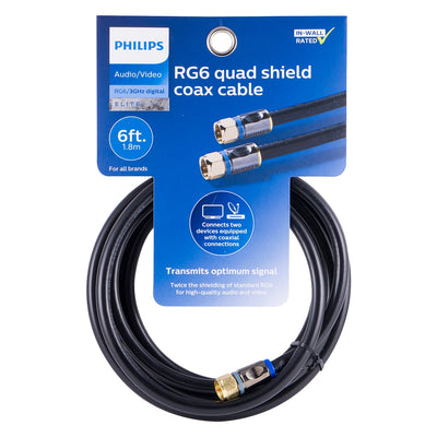 Philips 6ft. Quad Shield Coaxial Cable, Black