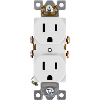 GE UltraPro Grounding Duplex Heavy-Duty Receptacle, White