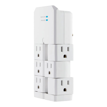 GE 6-Outlet Wall Tap with Surge Protection and Swivel Outlets, White