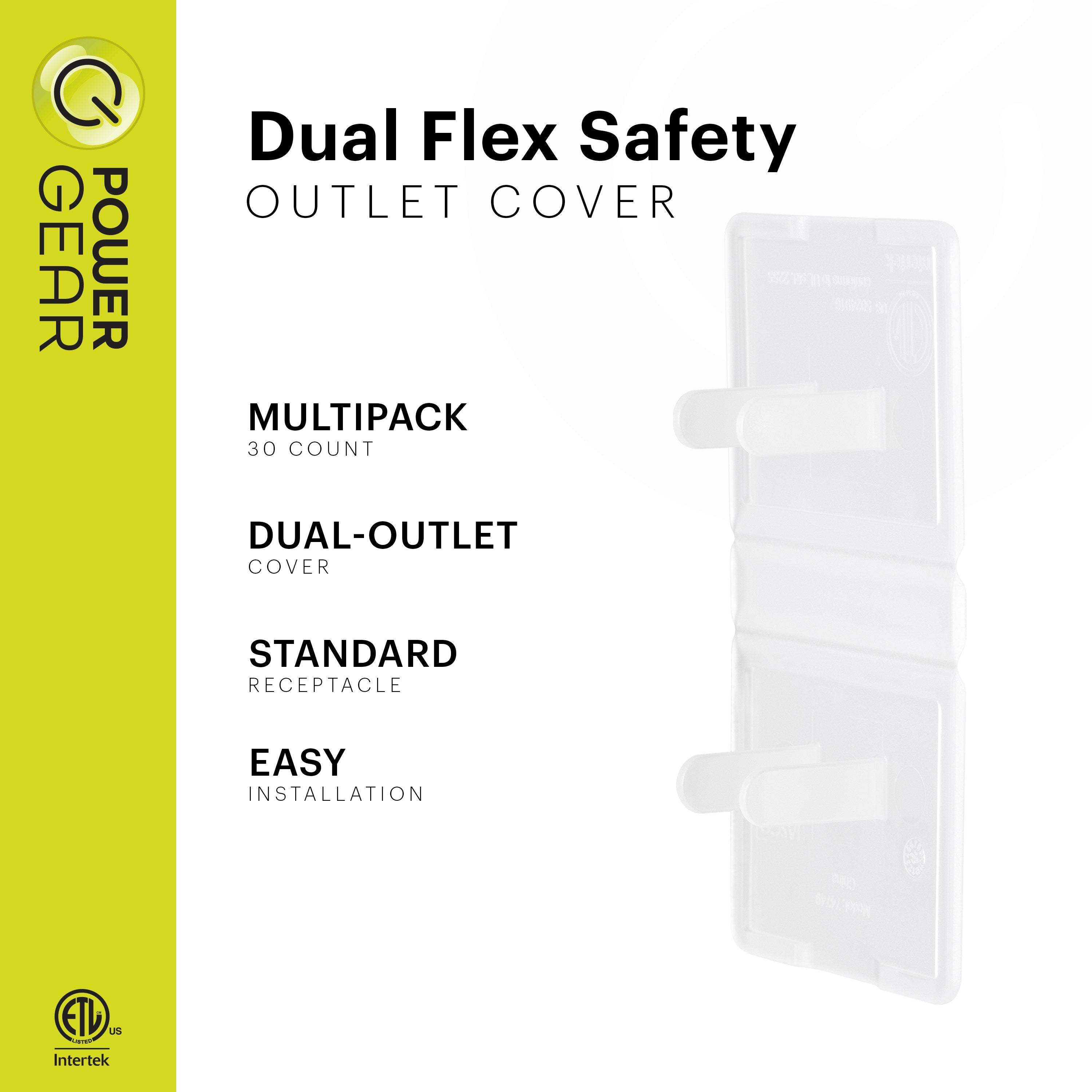 Power Gear Dual Flexible Outlet Safety Covers, White, 30 Pack