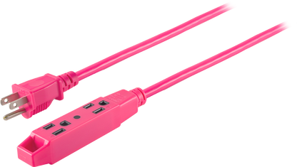 UltraPro 3-Outlet 50ft. Heavy Duty Indoor/Outdoor Extension Cord, Pink