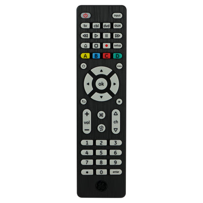 GE 4-Device Universal Remote, Brushed Black