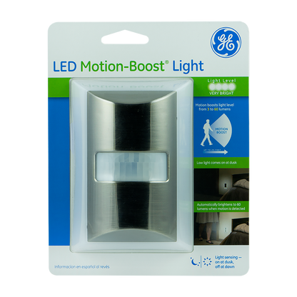 GE CoverLite Light Sensing Motion-Boost LED Night Light, Silver