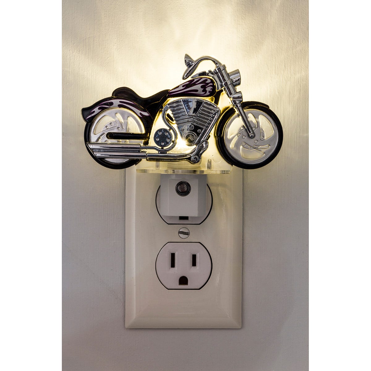 GE Motorcycle Light Sensing LED Night Light, White