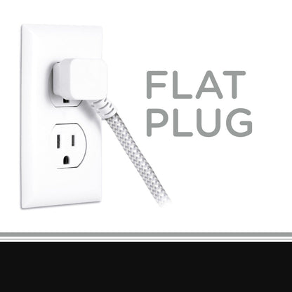 Cordinate 3-Outlet 8ft. Braided Extension Cord, Gray/White