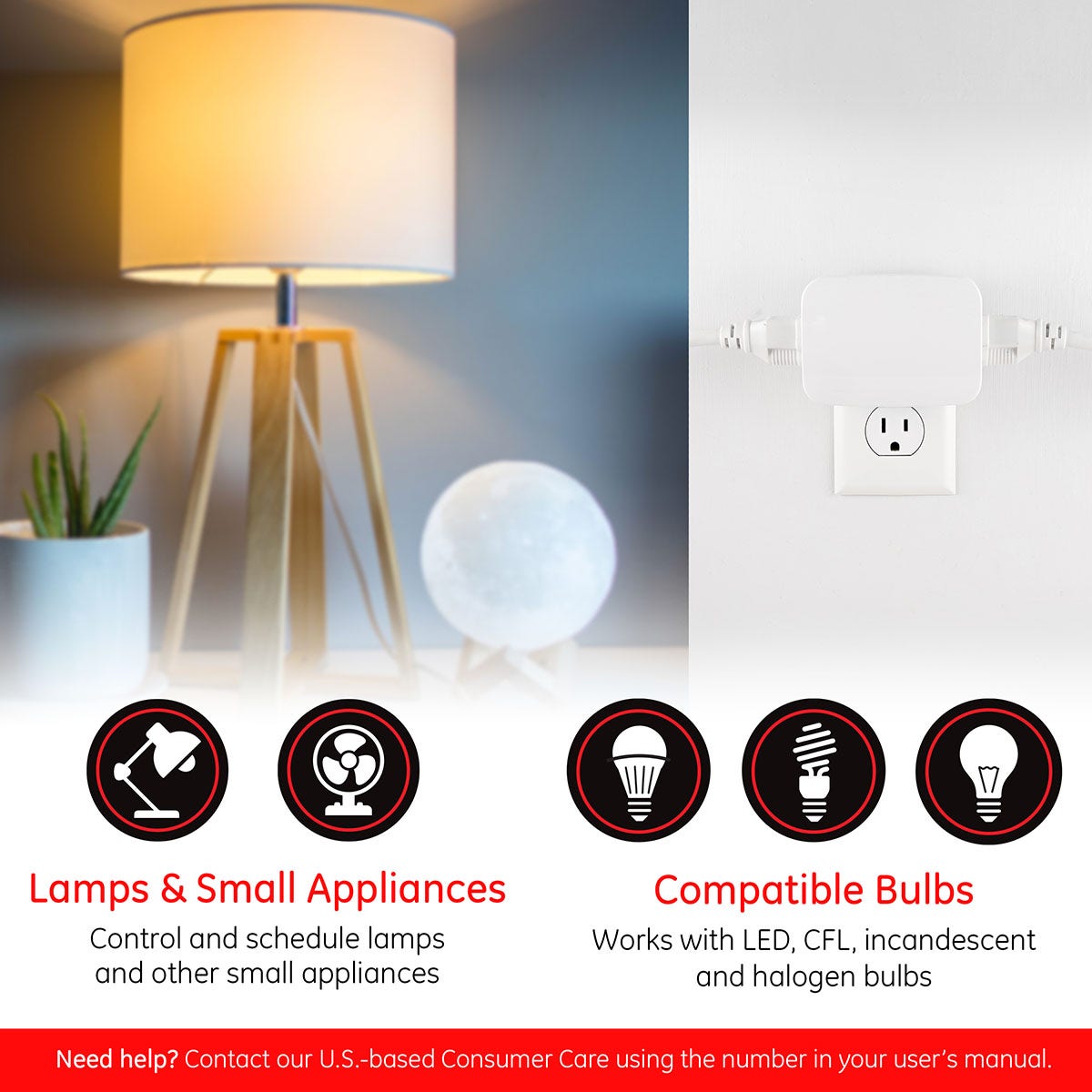 Enbrighten Zigbee Plug-In Smart Switch with Dual Controlled Outlets, White