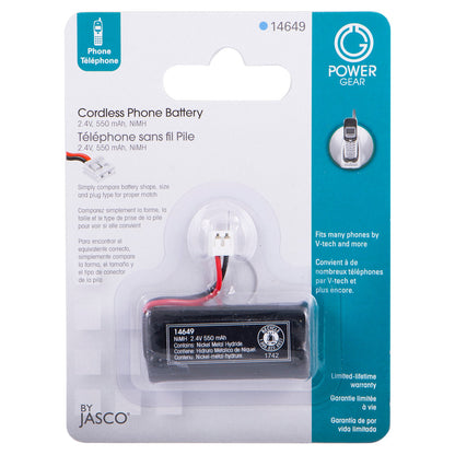 Power Gear Rechargeable Cordless Phone Battery, Nickel Metal Hydride, 2.4V, 550 mAh