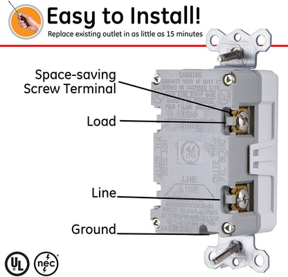GE GFCI Tamper and Weather Resistant Receptacle , White