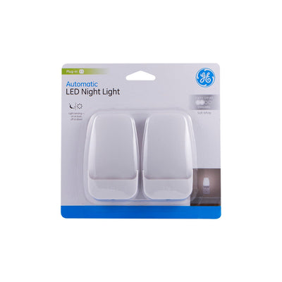 GE Light Sensing LED Night Light, 2 Pack, White