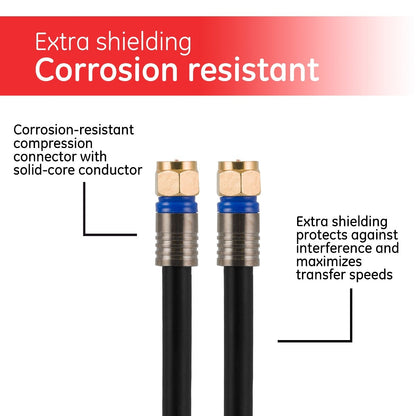 GE 50ft. RG6 Quad-Shield Coaxial Cable, Black