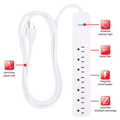 GE Pro 7-Outlet 6ft. Surge Protector, White