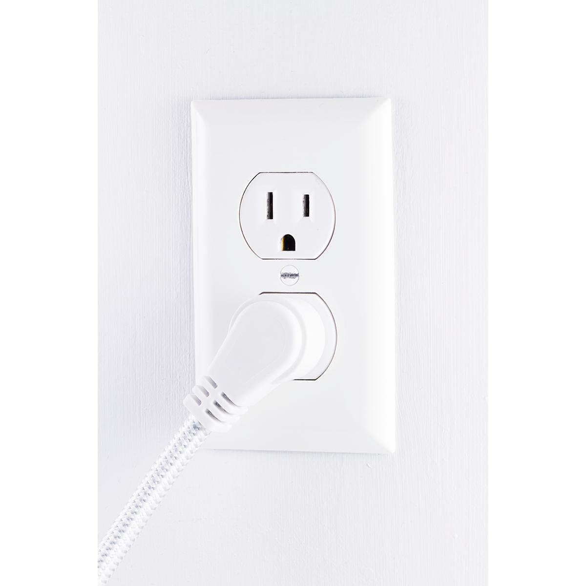 GE Pro 3-Outlet 2-USB 8ft. Braided Extension Cord with Surge Protection, Gray/White
