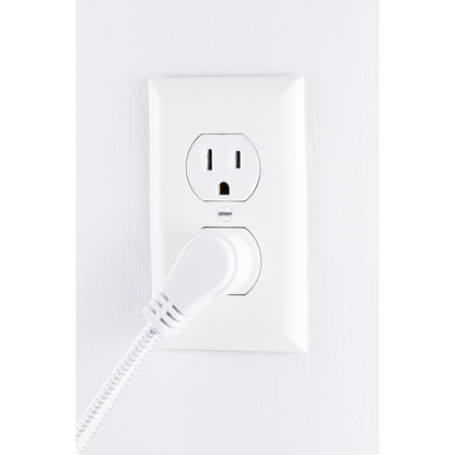 GE Pro 3-Outlet 2-USB 8ft. Braided Extension Cord with Surge Protection, Gray/White