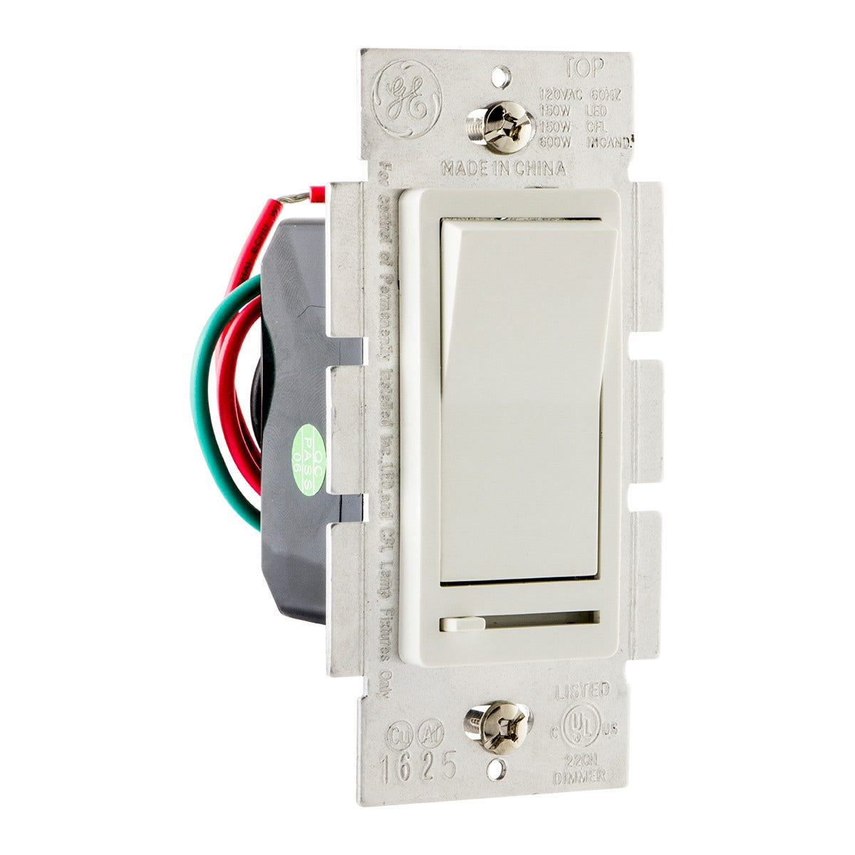 GE Rocker On/Off Dimmer, White