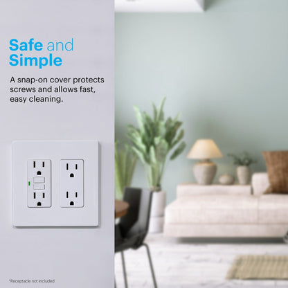 Power Gear Double Rocker Screwless Light Switch Wall Plate, 10 Pack, White
