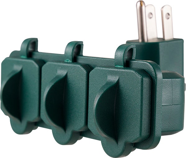 Philips 3-Outlet Heavy Duty Wall Tap, Green