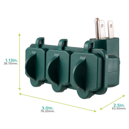 Philips 3-Outlet Heavy Duty Wall Tap, Green