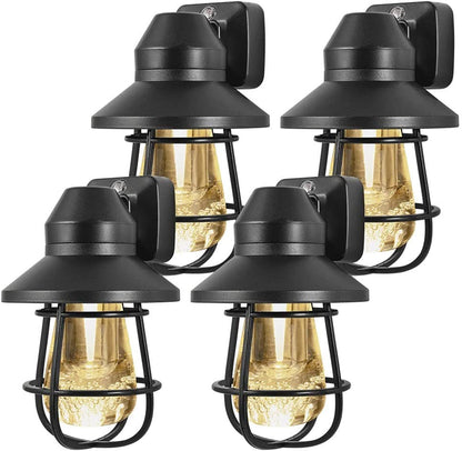 GE Vintage Cage Frame Light Sensing LED Night Light, 4 Pack, Black