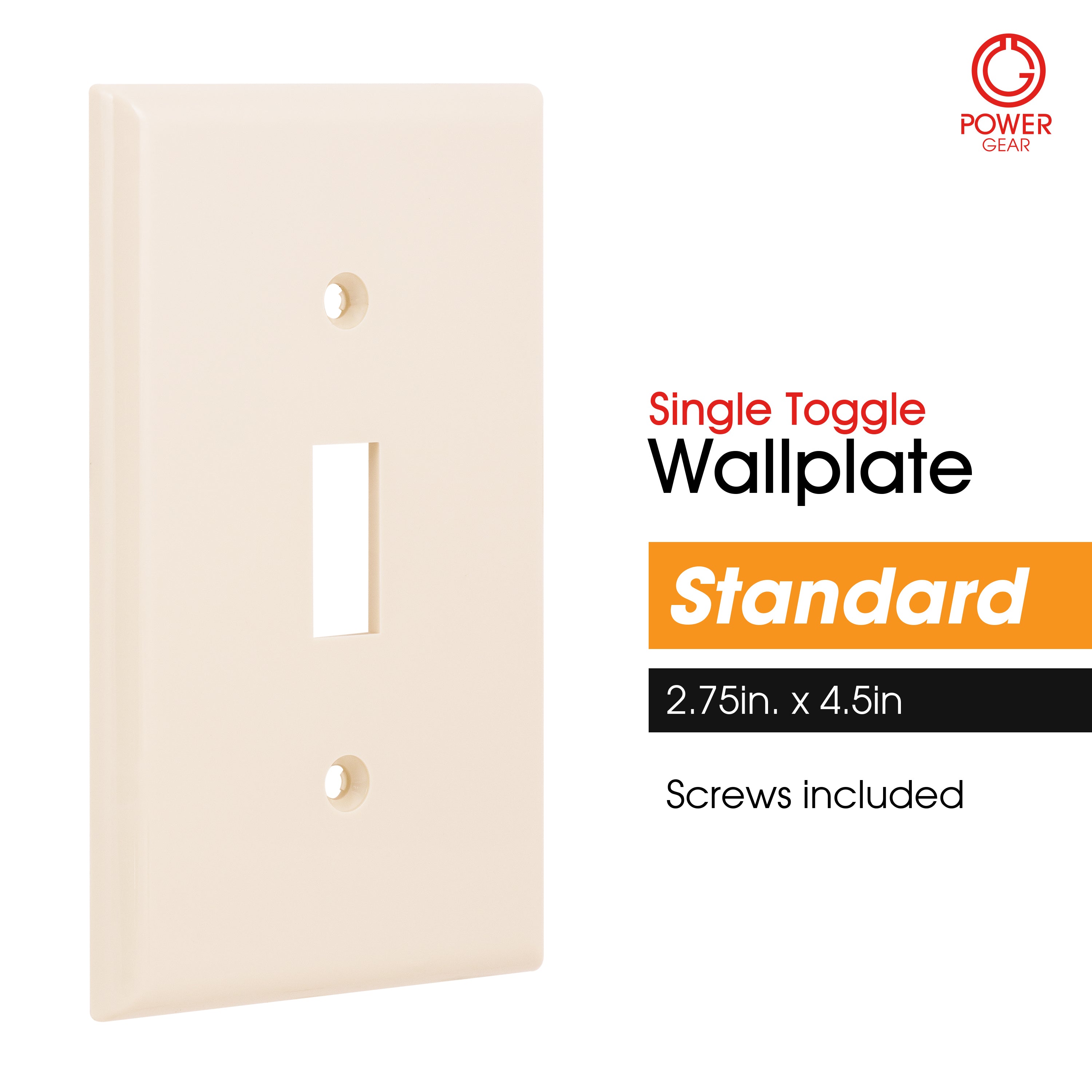 Power Gear Single Switch Wallplate, Light Almond