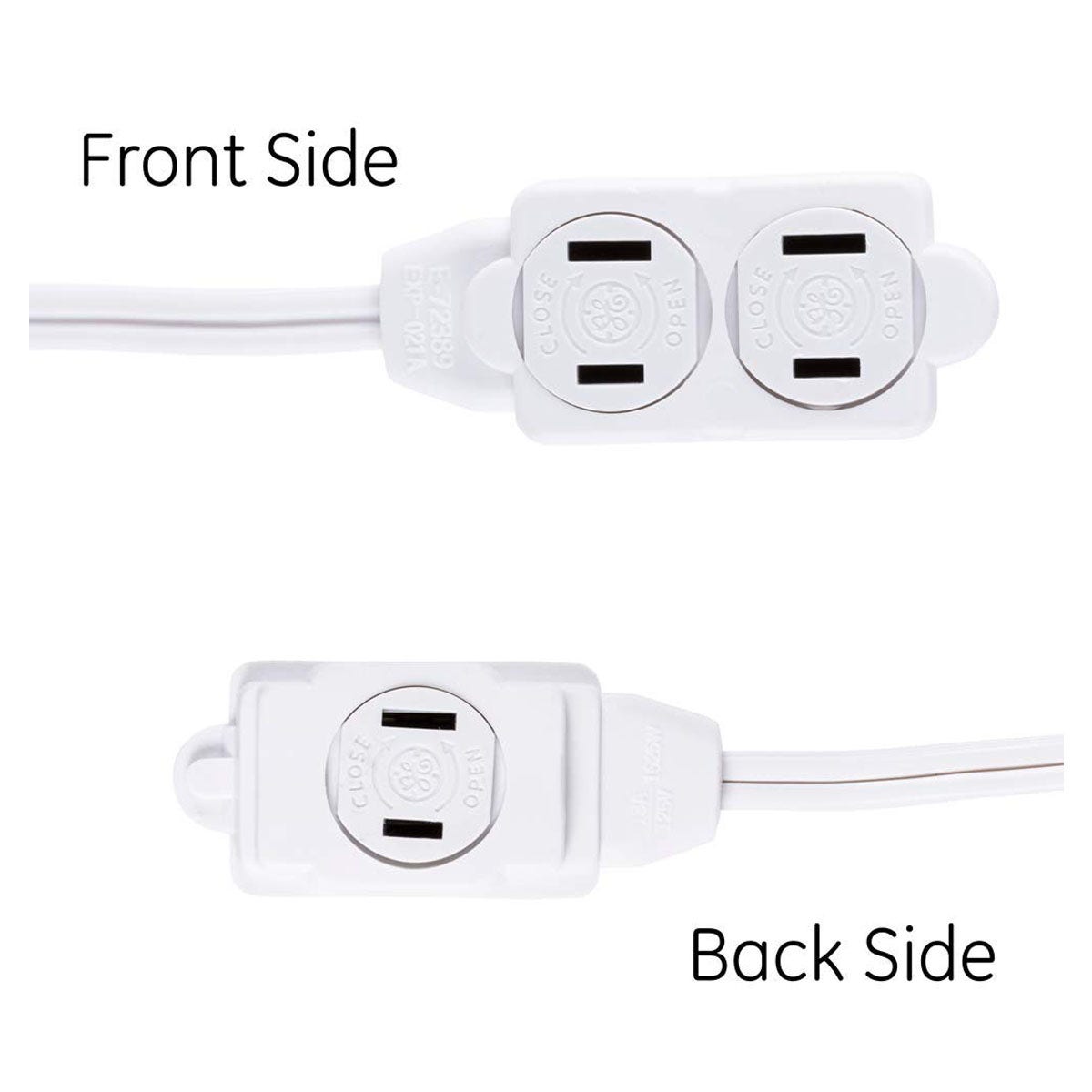GE 3-Outlet 15ft. Extension Cord with Twist-to-Close Outlets, White