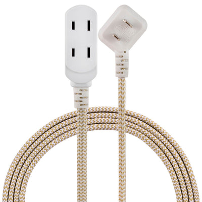 Cordinate 3-Outlet 8ft. Braided Extension Cord with Flat Plug, White/Tan