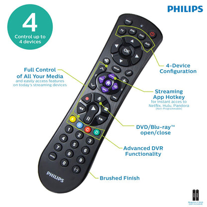 Philips 4-Device Universal Remote, Black