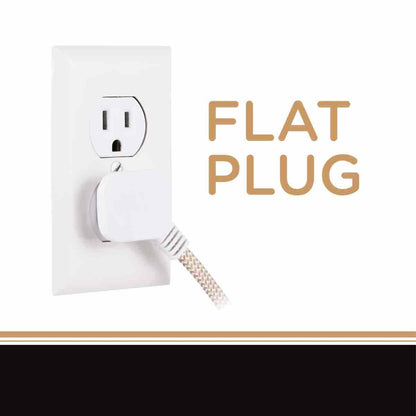 Cordinate 3-Outlet 8ft. Braided Extension Cord with Flat Plug, White/Tan