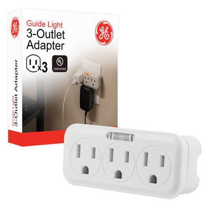 GE Guide Light 3-Outlet Tap, White