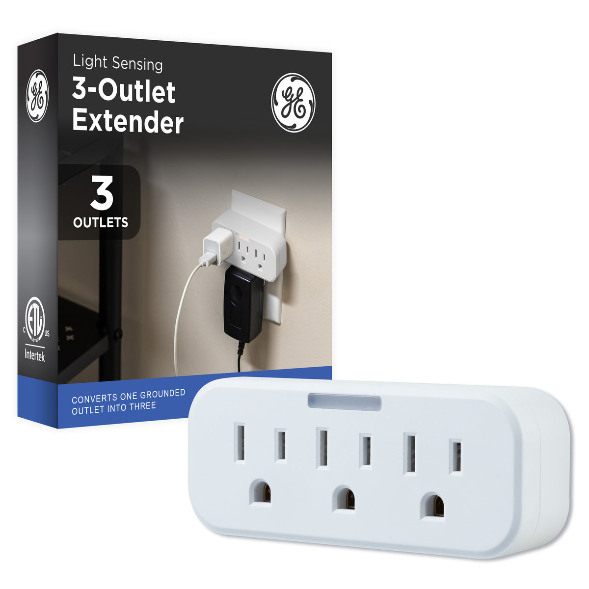 GE Guide Light 3-Outlet Tap, White