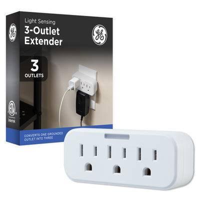 GE Guide Light 3-Outlet Tap, White
