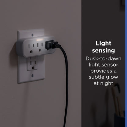 GE Guide Light 3-Outlet Tap, White