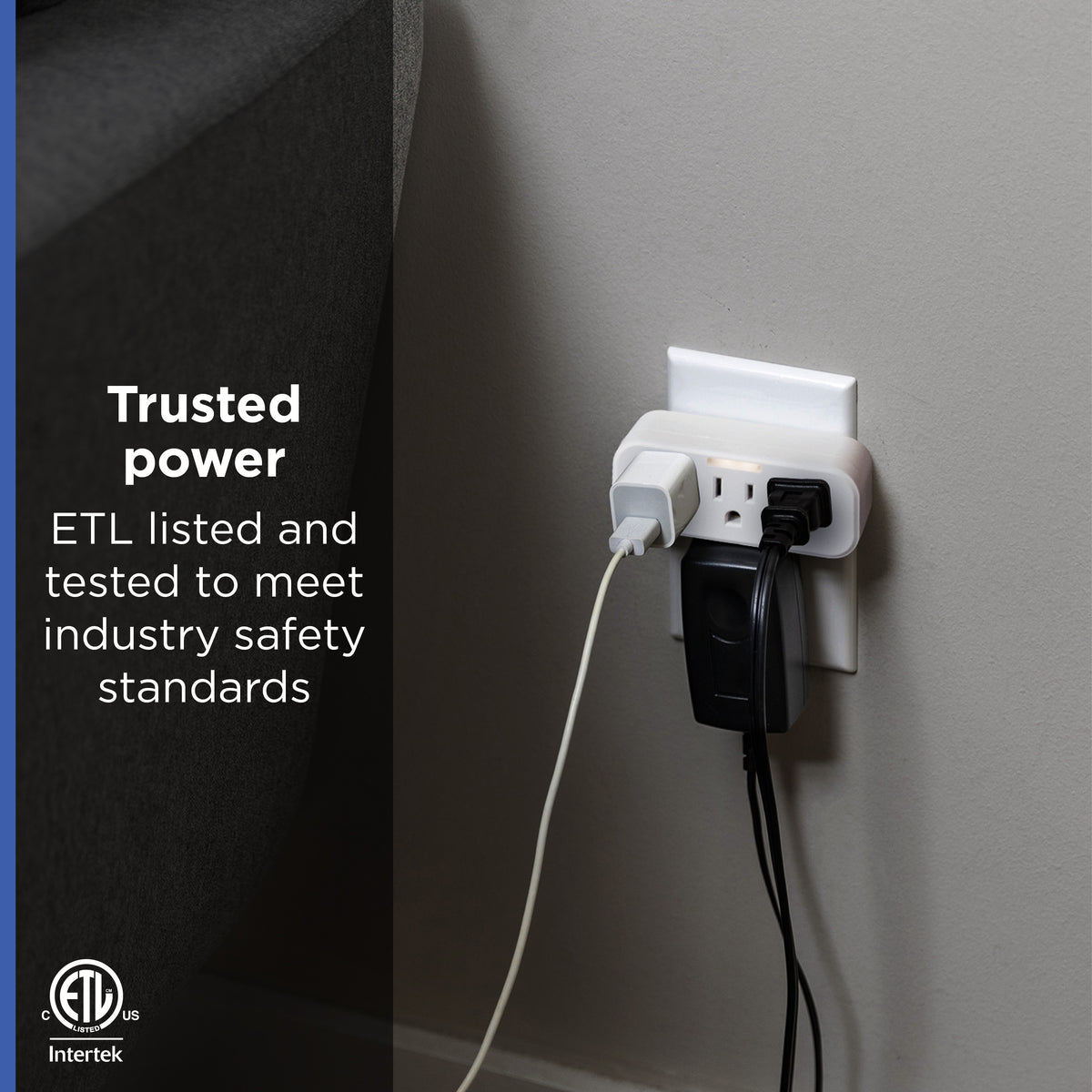 GE Guide Light 3-Outlet Tap, White