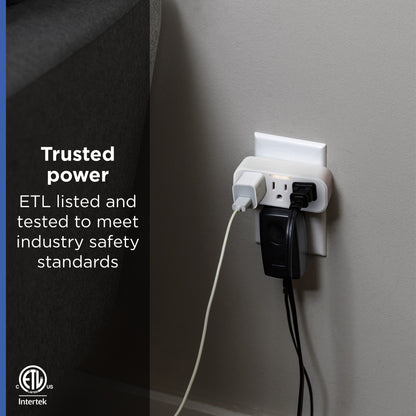GE Guide Light 3-Outlet Tap, White