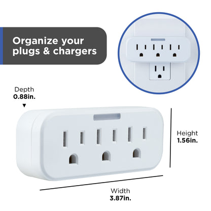 GE Guide Light 3-Outlet Tap, White