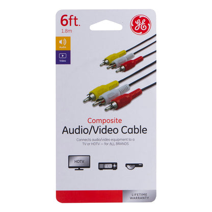 GE 6ft. Composite Video/Audio Cable with RCA-Type Connectors, Black