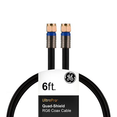 GE 6ft. RG6 Quad-Shield Coaxial Cable, Black